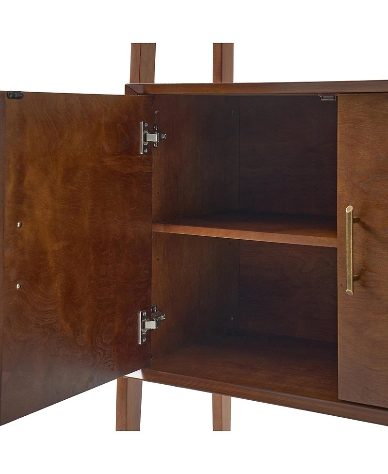 Hulala Home Augusto Mid-century Modern 76'' H x 36'' W Solid Wood Ladder Bookcase with Solid Wood Legs