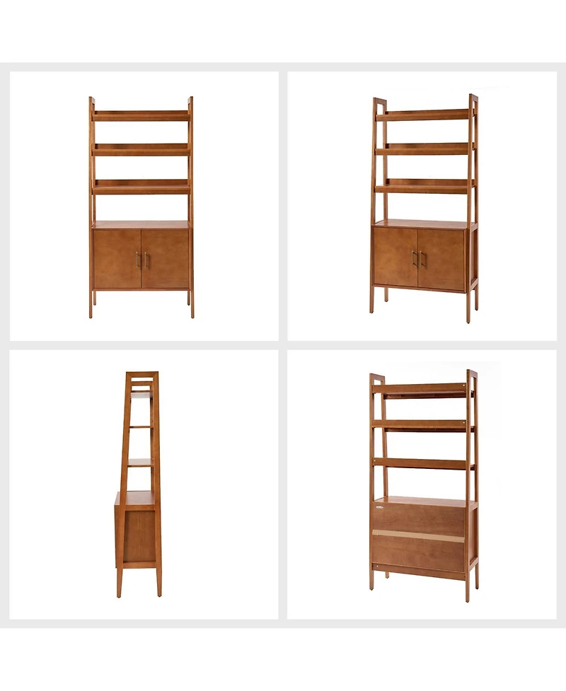 Hulala Home Augusto Mid-century Modern 76'' H x 36'' W Solid Wood Ladder Bookcase with Solid Wood Legs