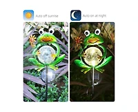 gaomon Frog Solar Lights Outdoor Garden Decorative, Solar Frog Outdoor Decor for Garden, Auto On/Off Solar Powered Stake Lights for Christmas Pathway