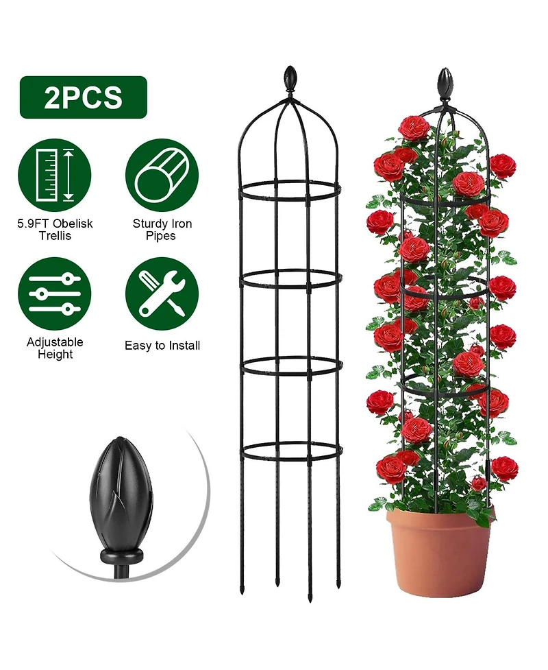 Slickblue 2-Pack Garden Obelisk Trellis Rustproof Tower for Climbing Plants, Flowers & Vegetable Support