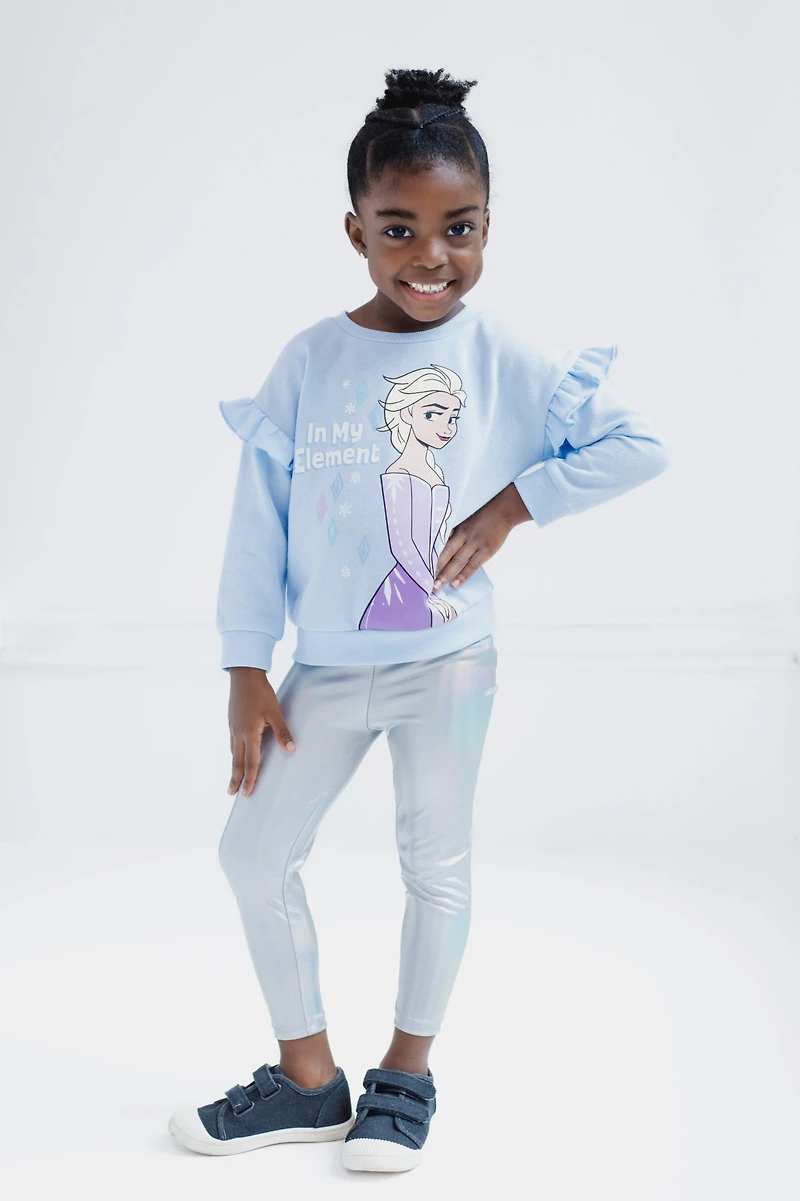 Frozen Girls Disney Minnie Mouse Princess Fleece Sweatshirt and Leggings Outfit Set