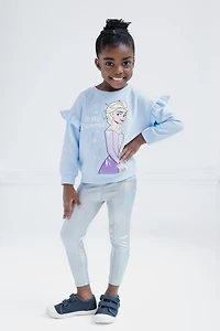 Frozen Girls Disney Minnie Mouse Princess Fleece Sweatshirt and Leggings Outfit Set