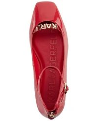 Karl Lagerfeld Paris Women's Zyvia Logo Ankle Strap Flats