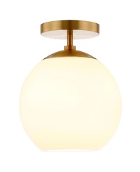 Hudson & Canal 9" Metal Bartlett Wide Semi Flush Mount