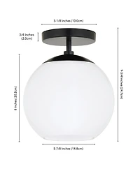 Hudson & Canal 9" Metal Bartlett Wide Semi Flush Mount