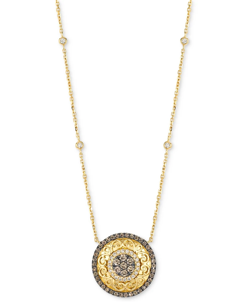 Le Vian Nude Diamond & Chocolate Diamond Filigree Pendant Necklace (3/4 ct. t.w.) in 14k Honey Gold
