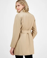 London Fog Women's Zip-Front Hooded Belted Trench Coat