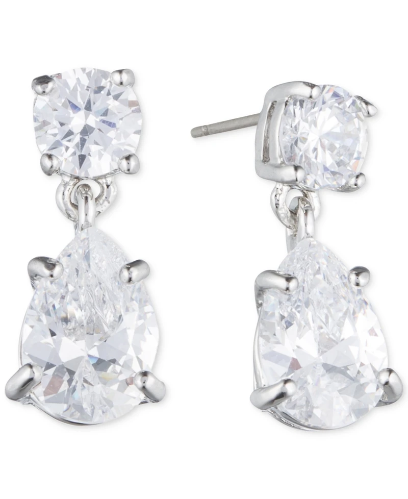 Givenchy Silver-Tone Crystal Pear-Shape Earrings