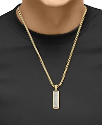 Effy Men's Zircon Cluster Elongated Dog Tag 22" Pendant Necklace (7/8 ct. t.w.) in Gold-Plated Sterling Silver