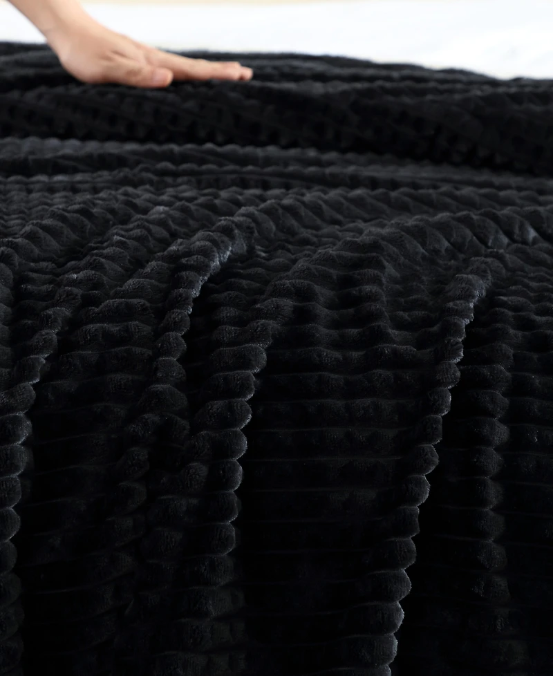 Kenneth Cole New York Solid Textured Jacquard Plush Throw, 60" X 50"