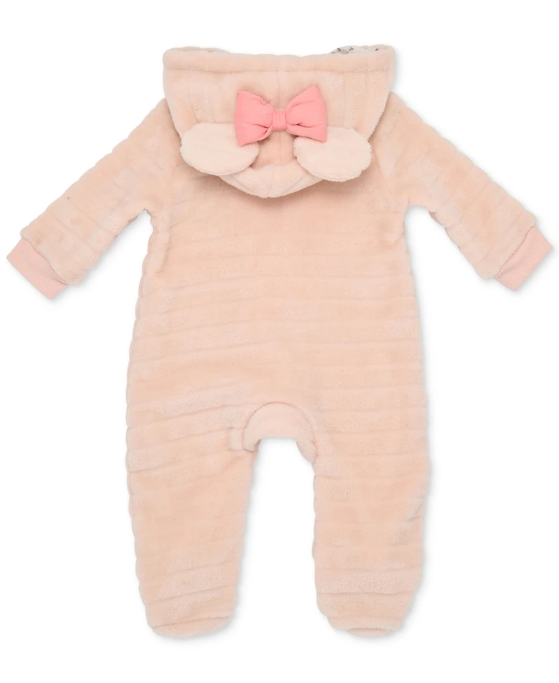 Disney Baby Girls Minnie Mouse Faux-Fur Footed Pram Coverall