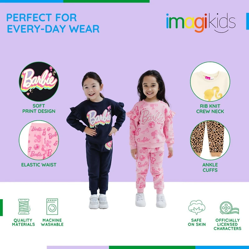 Barbie Toddler Girls Fleece Sweatshirt and Jogger Pants Outfit Set