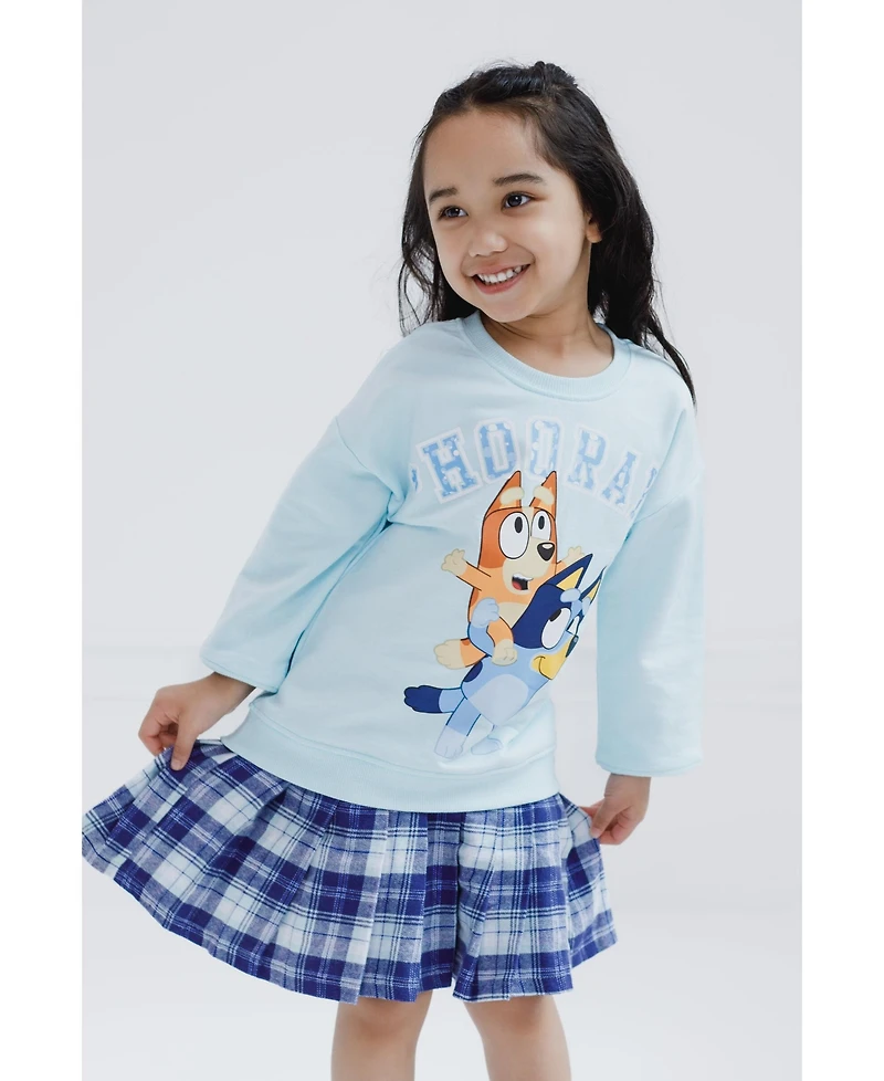 Bluey Girls Fleece Sweatshirt and Pleated Skirt