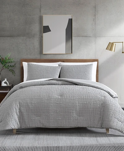 Kenneth Cole New York Serenity Wavy Lines Embossed 3-Pc. Duvet Cover Set