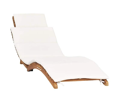 vidaXL Folding Sun Lounger with Cream White Cushion Solid Teak Wood