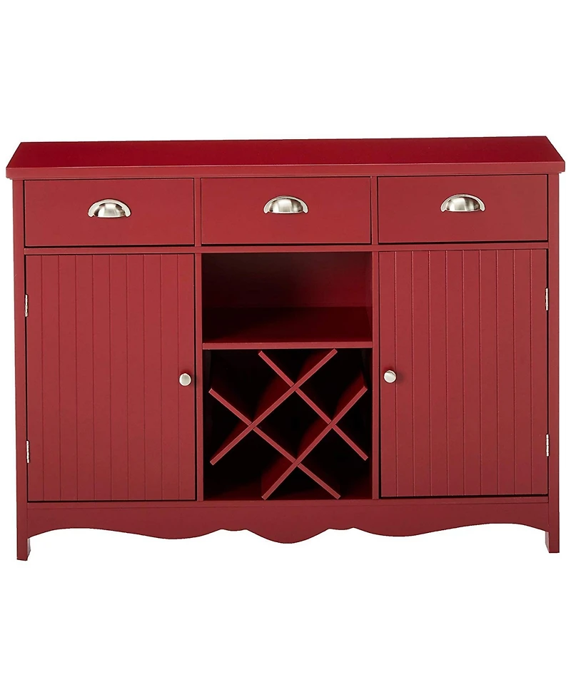Kings Brand Furniture Buffet Server Console Table With Wine Storage, Red Finish
