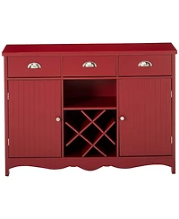 Kings Brand Furniture Buffet Server Console Table With Wine Storage, Red Finish