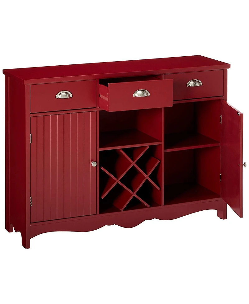 Kings Brand Furniture Buffet Server Console Table With Wine Storage, Red Finish