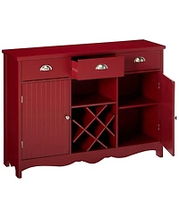 Kings Brand Furniture Buffet Server Console Table With Wine Storage, Red Finish