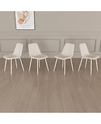 Streamdale Furniture A set of 4 dining chairs, modern kitchen dining chairs, linen padded chairs, and sturdy white metal leg decorated dining chairs.