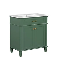 Streamdale Furniture 30" Bathroom Vanity with Ceramic Basin & Soft Close Storage