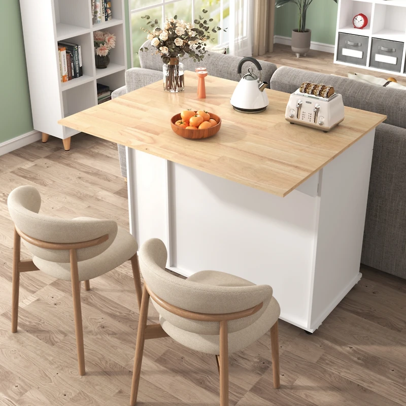 Streamdale Rolling Kitchen Island Cart with Storage Cabinet & Towel Rack