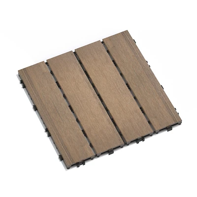 Streamdale Wpc Patio Deck Tiles, 11-Pack, Interlocking, Oak