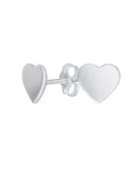 Bling Jewelry Simple Plain Initial Heart Shape Stud Earrings .925 Sterling Silver