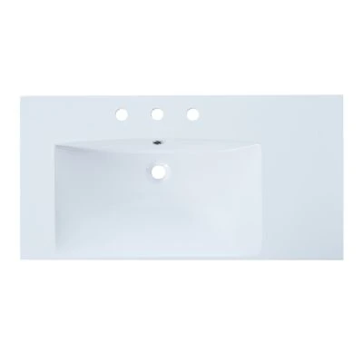 Streamdale Furniture 36 Single Bathroom Basin Sink Left Offset Sink Vanity Top Only 3 Faucet Holes Resin