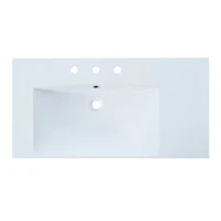 Streamdale Furniture 36 Single Bathroom Basin Sink Left Offset Sink Vanity Top Only 3 Faucet Holes Resin
