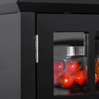 Elegant Buffet with Hutch, Kitchen Pantry Storage Cabinet with Framed Glass Door Drawer and Microwave Space, Black