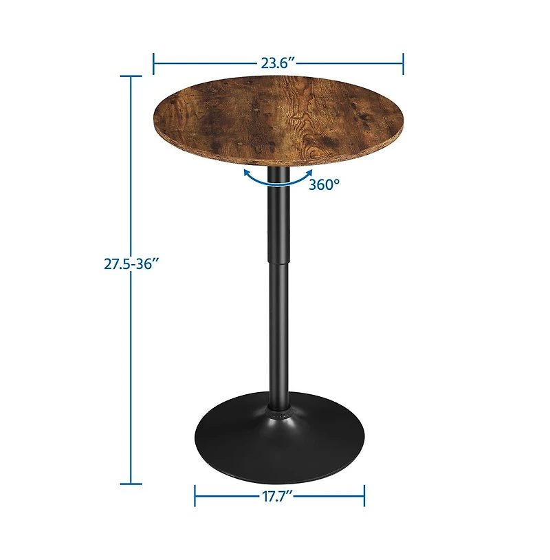 Yaheetech Adjustable Pub Round Table with 360° Swivel Tabletop