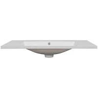 36" Single Bathroom Vanity Top with White Basin, 3-Faucet Holes, Ceramic, White