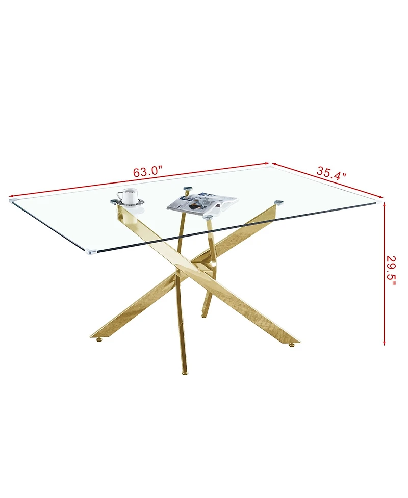 Streamdale Furniture Rectangular Tempered Glass Dining Table, Modern Dining Room Interior Design, For 6 People