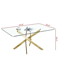 Streamdale Furniture Rectangular Tempered Glass Dining Table, Modern Dining Room Interior Design, For 6 People
