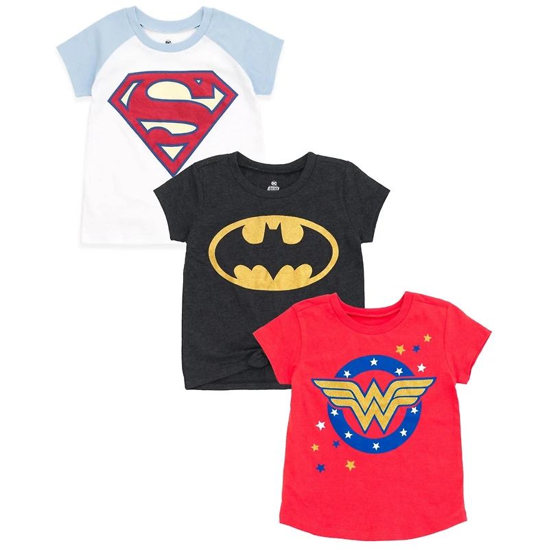 Justice League Toddler Girls Dc Comics Batgirl Super Wonder Woman 3 Pack T-Shirts to