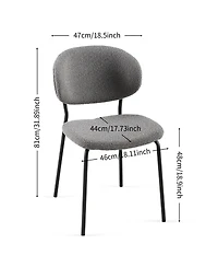 Streamdale Furniture Grey Boucle Fabric Dining Chairs Set of 2,Dining Chairs with Metal Legs for Dining Room, Kitchen, Living Room