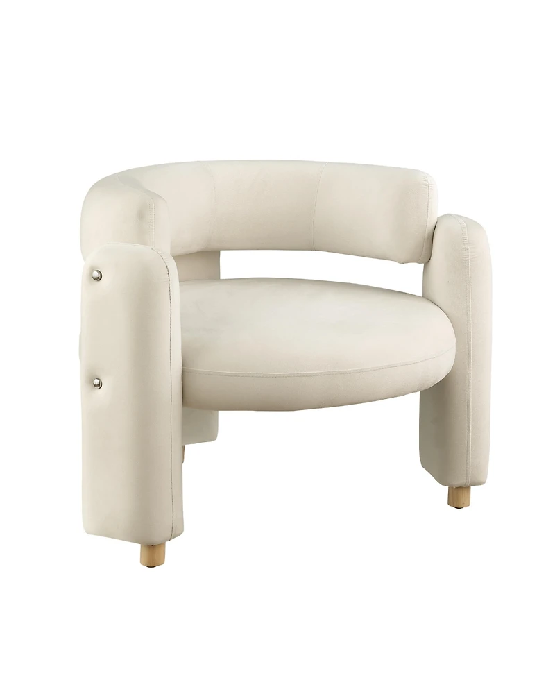 Simplie Fun Stylish Barrel Accent Chair: Curved Arms, Waterfall Seat, Hollow Backrest