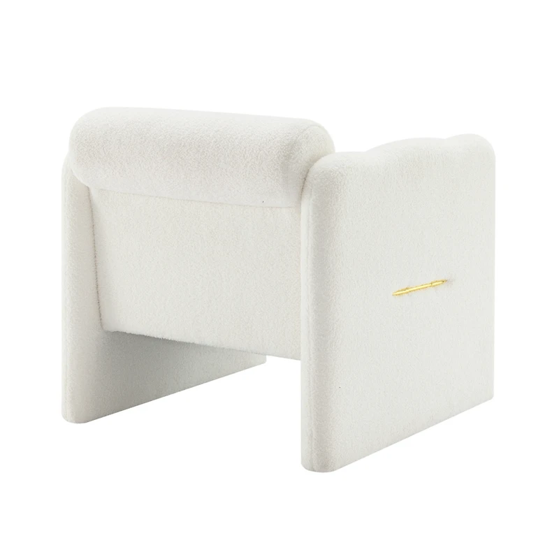 Simplie Fun Arm Chair with waved arms, Metal decoration on both side arms, Accent chair for Primary Living Space, Living room, Bedroom, Teddy Fabric,