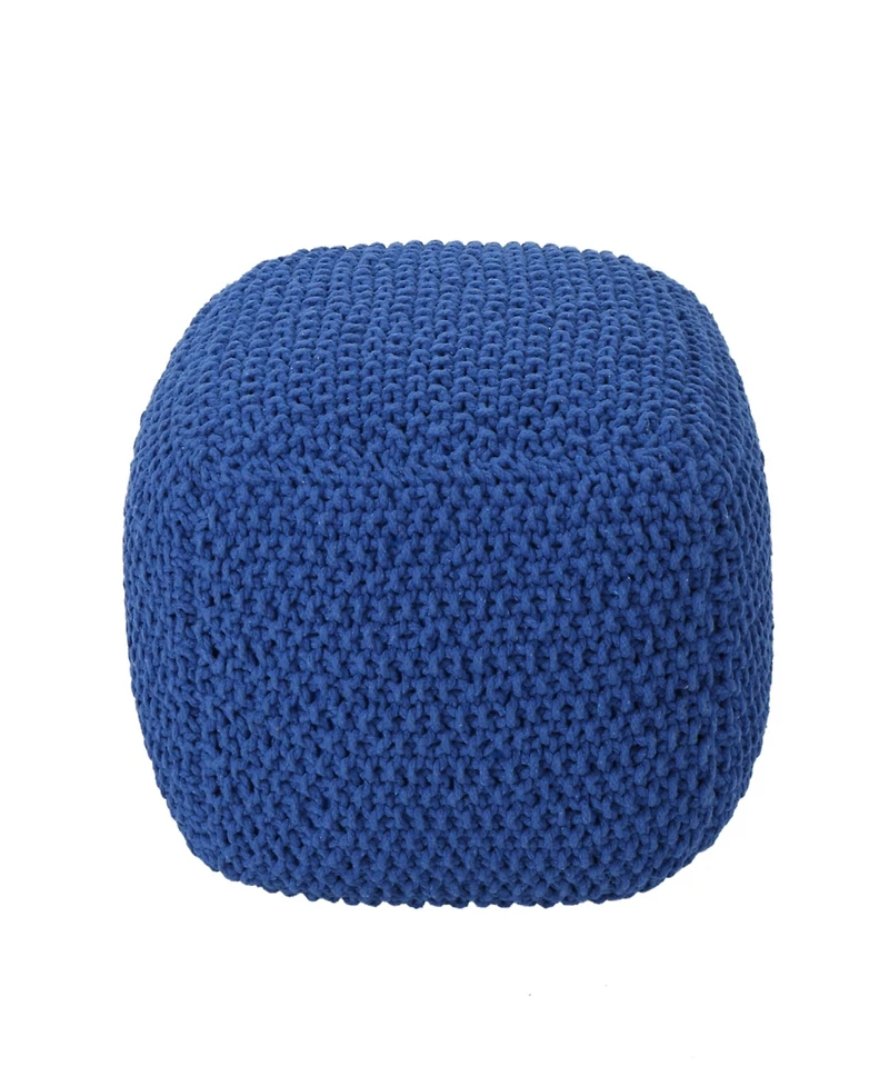 Streamdale Furniture Pim Knitted Cotton Pouf Cube 20.5 X 20.5 X 16.5 Pouf.
