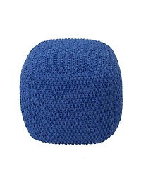 Streamdale Furniture Pim Knitted Cotton Pouf Cube 20.5 X 20.5 X 16.5 Pouf.