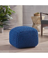 Streamdale Furniture Pim Knitted Cotton Pouf Cube 20.5 X 20.5 X 16.5 Pouf.