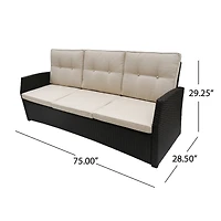 Weather-Resistant 3-Seater Outdoor Sofa With Steel Frame And Water-Repellent Cushions