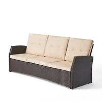 Weather-Resistant 3-Seater Outdoor Sofa With Steel Frame And Water-Repellent Cushions