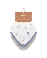 Crane Baby Infants Cove Sea Life Muslin Bib, 3-Pc. Set