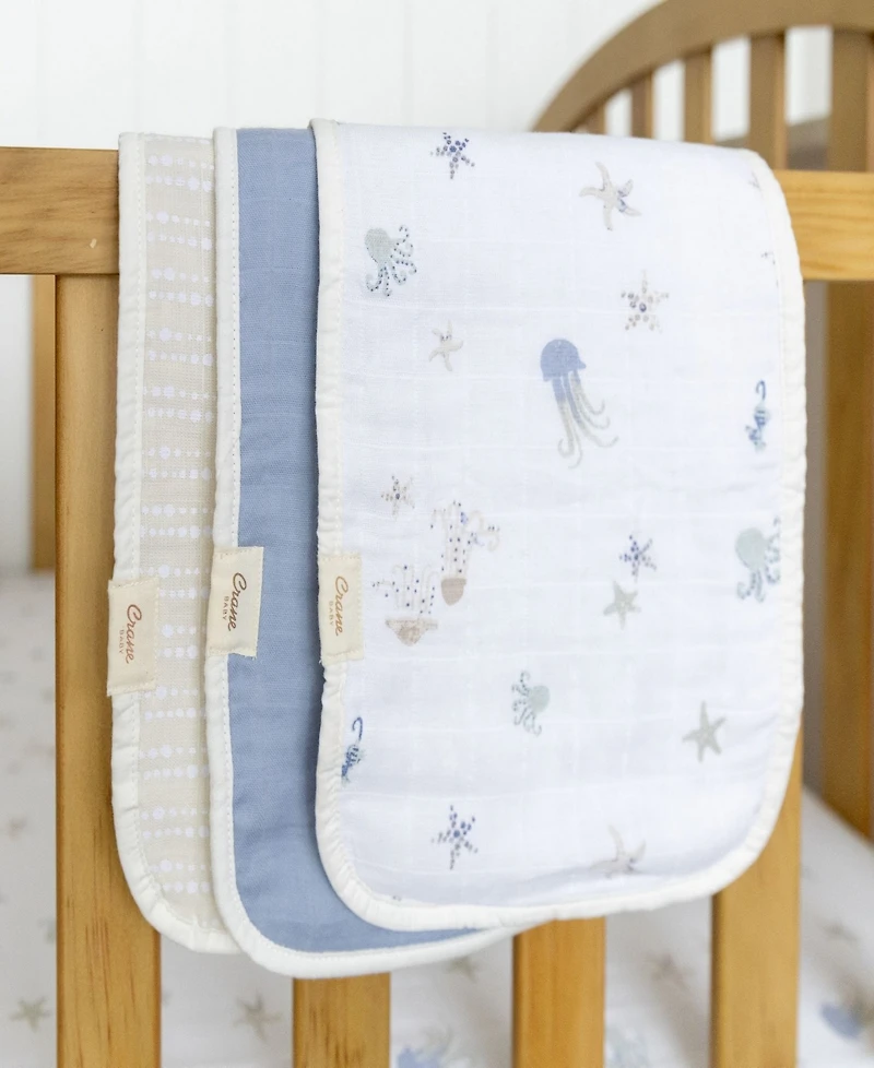 Crane Baby Infants Cove Ocean Baby Burp Cloth, 3-Pc. Set
