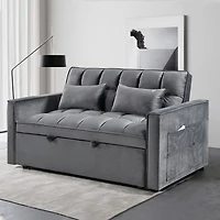 Streamdale Furniture Modern flannel double sofa with folding bed, small double sofa with three in one convertible sofa bed, adjustable backrest and st
