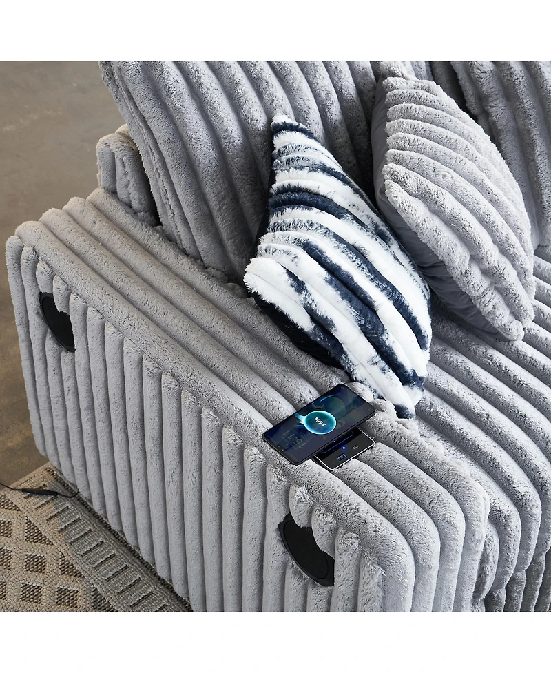 Streamdale Loveseat with Ottoman, Back & Toss Pillows, Bluetooth Speaker & Wireless Charger
