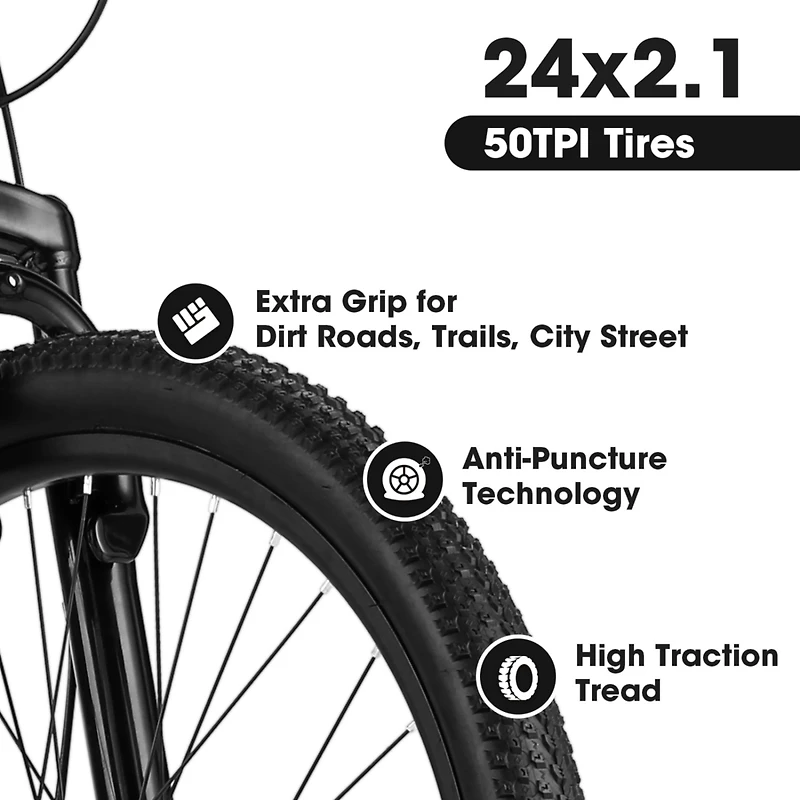 Streamdale 24" Girls' Mountain Bike with 21 Speeds and Disc Brakes