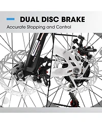 Streamdale Furniture 20 inch Fat Tire Bike Adult/Teen Full Shimano 7 Speed Mountain Bike, Dual Disc Brakes, High Carbon Steel Frame, Front Suspension,